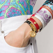 Versace Medusa Lock Icon Gold Dial Red Leather Strap Watch for Women - VEDW00119
