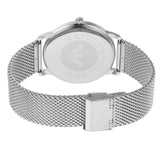 Emporio Armani Minimalist Quartz Blue Dial Silver Mesh Strap Watch For Men - AR11571