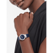 Bvlgari Lvcea Intarsio Aventurine Diamonds Blue Dial Blue Leather Strap Watch for Women - LVCEA103617