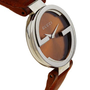 Gucci Interlocking G Quartz Orange Dial Orange Leather Strap Watch For Women - YA133316