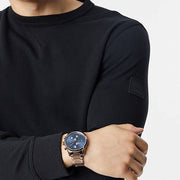Hugo Boss Skymaster Chronograph Blue Dial Brown Steel Strap Watch for Men - 1513788