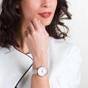 Fossil Tailor Silver Dial Silver Steel Strap Watch for Women - ES3712