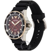 Emporio Armani Sea Explorer Meccanico Automatic Red Dial Black Silicon Strap Watch For Men - AR60070