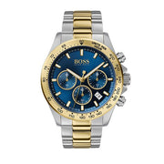 Hugo Boss Hero Chronograph Blue Dial Two Tone Steel Strap Watch for Men - 1513767