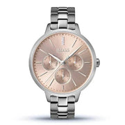 Hugo Boss Symphony Red Gold Dial Silver Steel Strap Watch for Women- 1502421