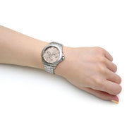 Hugo Boss Premiere Chronorgaph Rose Gold Dial Silver Steel Strap Watch for Women - 1502444