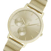 Hugo Boss Infinity Gold Dial Gold Mesh Bracelet Watch for Women - 1502520
