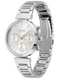 Hugo Boss Flawless Chronograph Silver Dial Silver Steel Strap Watch for Women - 1502530