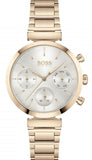 Hugo Boss Flawless Chronograph Silver Dial Rose Gold Steel Strap Watch for Women -1502531