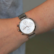 Hugo Boss Flawless Chronograph Silver Dial Silver Mesh Bracelet Watch for Women -1502551