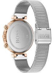 Hugo Boss Flawless Chronograph Silver Dial Silver Mesh Bracelet Watch for Women -1502551