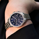 Hugo Boss Hera Chronograph Blue Dial Gold Steel Strap Watch for Women - 1502566