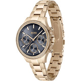Hugo Boss Hera Chronograph Blue Dial Gold Steel Strap Watch for Women - 1502566