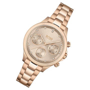 Hugo Boss Carnation Chronograph Gold Dial Gold Steel Strap Watch for Women - 1502592