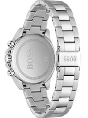 Hugo Boss Novia Chronograph Pink Dial Silver Steel Strap Watch for Women - 1502615