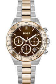 Hugo Boss Novia Chronograph Brown Dial Two Tone Steel Strap Watch for Women - 1502617