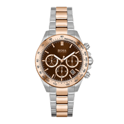 Hugo Boss Novia Chronograph Brown Dial Two Tone Steel Strap Watch for Women - 1502617