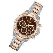 Hugo Boss Novia Chronograph Brown Dial Two Tone Steel Strap Watch for Women - 1502617