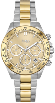 Hugo Boss Novia Chronograph Gold Dial Two Tone Steel Strap Watch for Women - 1502618