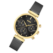 Hugo Boss Flawless Chronograph Black Dial Black Mesh Bracelet Watch for Women - 1502627