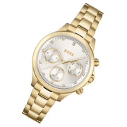 Hugo Boss Hera White Dial Gold Steel Strap Watch for Women - 1502628