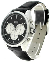 Hugo Boss Driver Chronograph Black Dial Black Leather Strap Watch for Men - 1512879