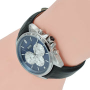 Hugo Boss Driver Chronograph Blue Dial Black Leather Strap Watch for Men - 1512882