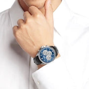 Hugo Boss Driver Chronograph Blue Dial Black Leather Strap Watch for Men - 1512882