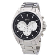 Hugo Boss Driver Chronograph Black Dial Silver Steel Strap Watch for Men - 1512883
