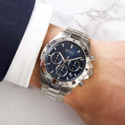 Hugo Boss Ikon Chronograph Blue Dial Silver Steel Strap Watch for Men - 1512963