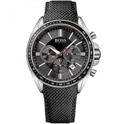 Hugo Boss Driver Chronograph Black Dial Black Leather Strap Watch for Men -1513087
