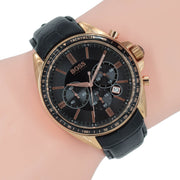 Hugo Boss Driver Chronograph Black Dial Black Leather Strap Watch for Men - 1513092