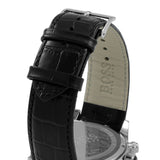 Hugo Boss Ikon Chronograph Black Dial Black Leather Strap Watch for Men - 1513178