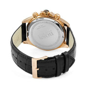 Hugo Boss Ikon Chronograph Black Dial Black Leather Strap Watch for Men - 1513179