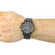 Hugo Boss Aeroliner Chronograph Black Dial Black Steel Strap Watch for Men - 1513180
