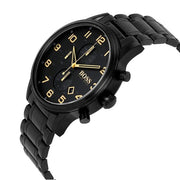 Hugo Boss Aeroliner Chronograph Black Dial Black Steel Strap Watch for Men - 1513275