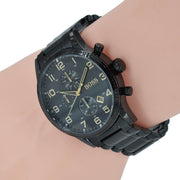 Hugo Boss Aeroliner Chronograph Black Dial Black Steel Strap Watch for Men - 1513275