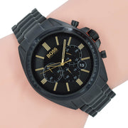 Hugo Boss Driver Chronograph Black Dial Black Steel Strap Watch for Men - 1513277