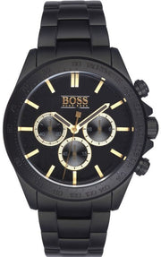 Hugo Boss Ikon Chronograph Black Dial Black Steel Strap Watch for Men - 1513278