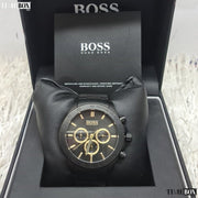 Hugo Boss Ikon Chronograph Black Dial Black Steel Strap Watch for Men - 1513278