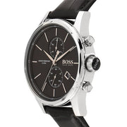 Hugo Boss Jet Chronograph Black Dial Black Leather Strap Watch for Men - 1513279