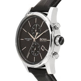 Hugo Boss Jet Chronograph Black Dial Black Leather Strap Watch for Men - 1513279