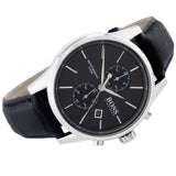 Hugo Boss Jet Chronograph Black Dial Black Leather Strap Watch for Men - 1513279