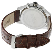 Hugo Boss Jet Chronograph Silver Dial Brown Leather Strap Watch for Men - 1513280