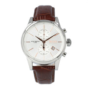 Hugo Boss Jet Chronograph Silver Dial Brown Leather Strap Watch for Men - 1513280