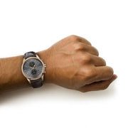 Hugo Boss Jet Chronograph Grey Dial Brown Leather Strap Watch for Men - 1513281