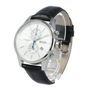 Hugo Boss Jet Chronograph White Dial Black Leather Strap Watch for Men - 1513282