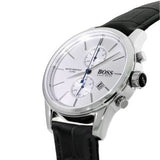 Hugo Boss Jet Chronograph White Dial Black Leather Strap Watch for Men - 1513282