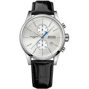 Hugo Boss Jet Chronograph White Dial Black Leather Strap Watch for Men - 1513282