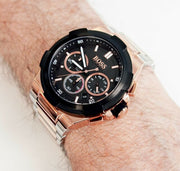 Hugo Boss Supernova Chronograph Black Dial Two Tone Steel Strap Watch for Men - 1513358